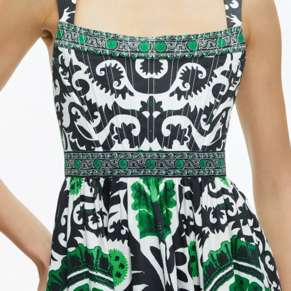 Alice & Olivia Bustier Boned Corset Maxi Dress “Guinevere” green & black size 14 - Picture 4 of 16